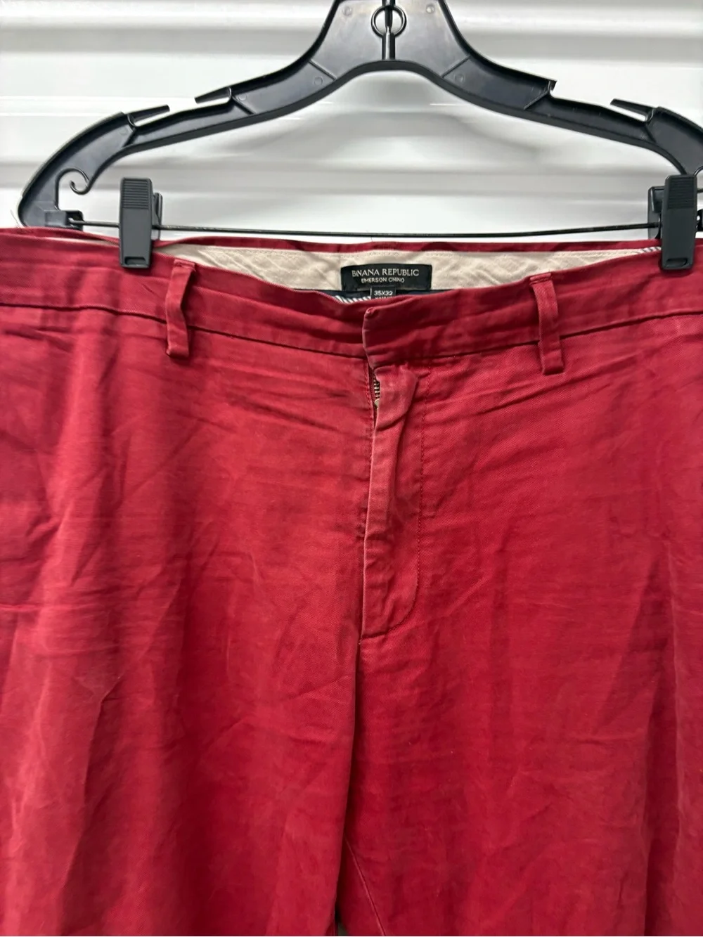 Banana Republic Red Chino Pants Regular Fit French Conn Leg Twill Pockets Men 35